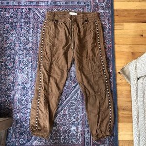 Anthropologie joggers with side embroidery